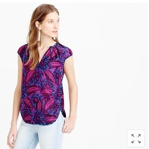 J. Crew midnight floral silk blouse